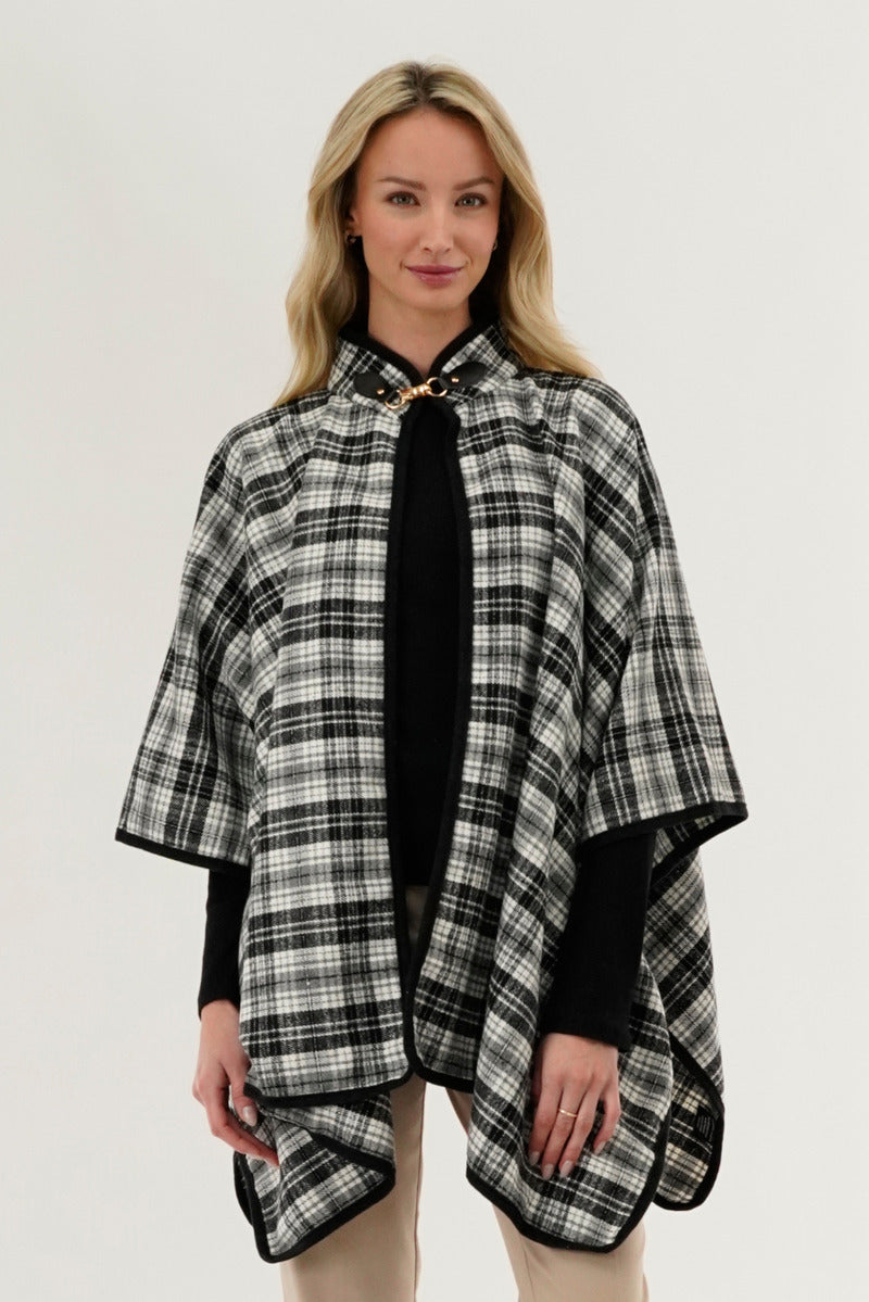 Canada Weather Gear Tartan Plaid Poncho - Grey - Womens Ponchos - Canada Weather Gear
