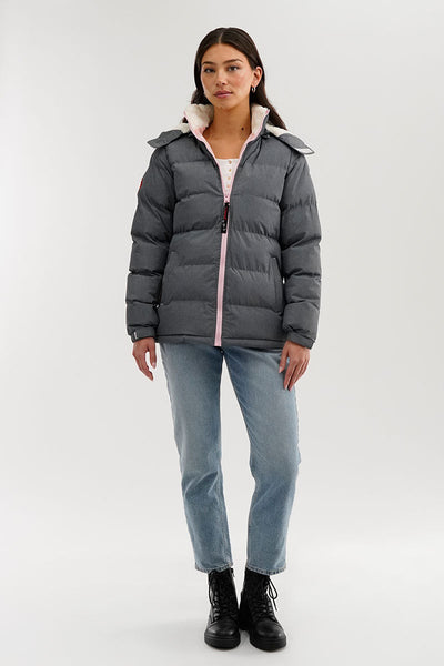 Canada Weather Gear Sherpa Lined Collar Bomber Jacket - Grey - Womens Bomber Jackets - Canada Weather Gear