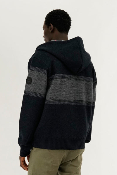 Canada Weather Gear Plaid Lined Striped Zip Up Hoodie - Navy - Mens Hoodies & Sweatshirts - Canada Weather Gear