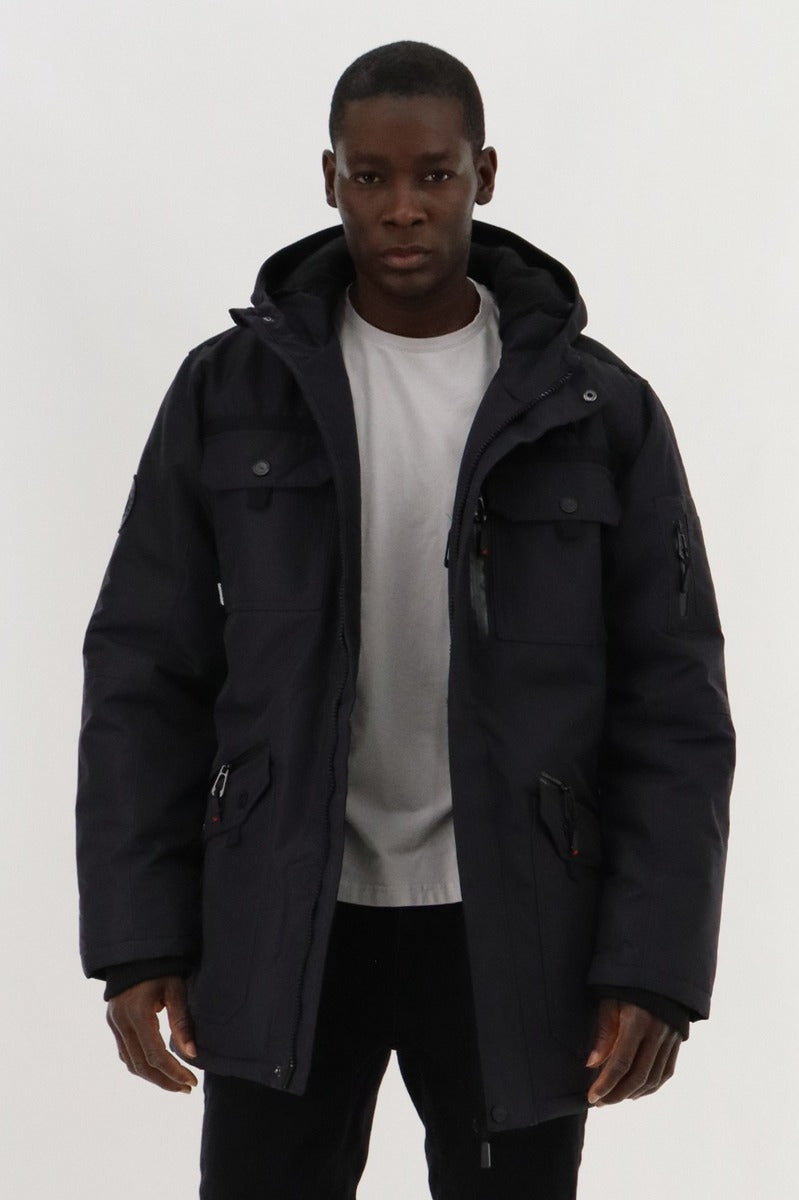 Canada Weather Gear Multi Pocket Parka Jacket - Blue - Mens Parka Jackets - Canada Weather Gear