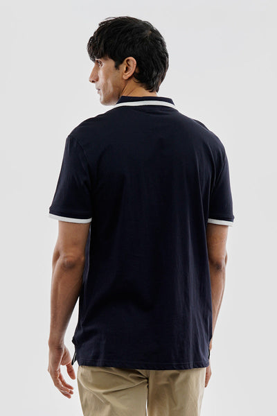 Essentials Super Triple Goose 1/4 Zip Stripe Polo Shirt - Navy - Mens Polo Shirts - Canada Weather Gear