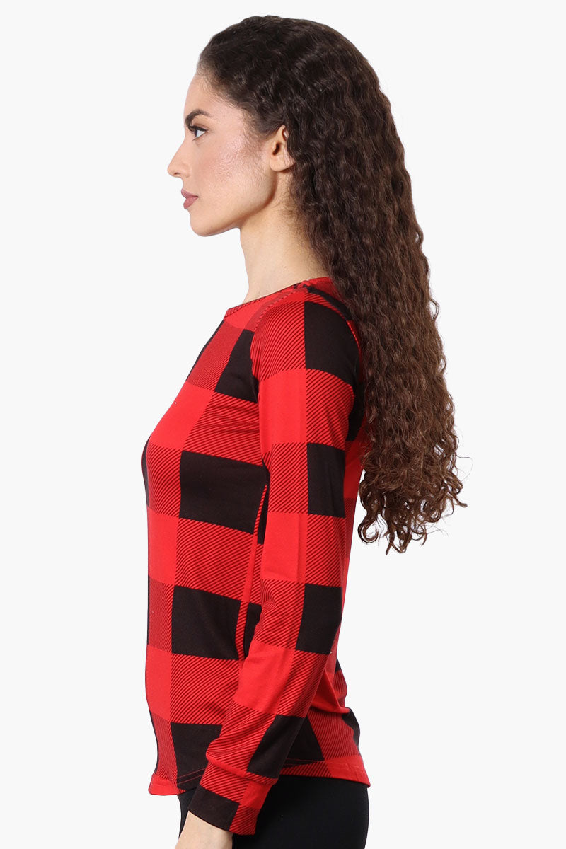 Canada Weather Gear Plaid Crewneck Pajama Top - Red - Womens Pajamas - Canada Weather Gear