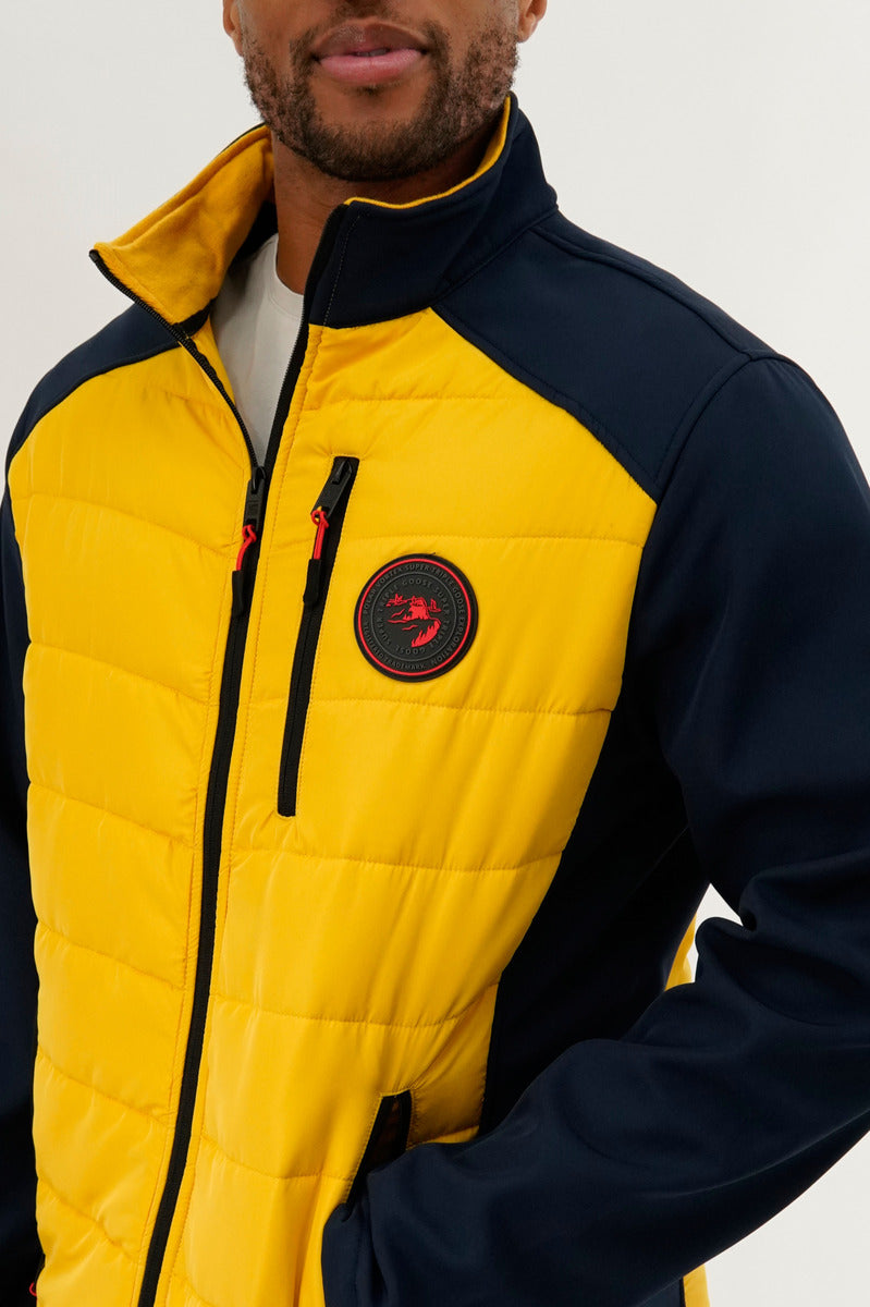 Super Triple Goose Quilted Colour Block Lightweight Jacket - Yellow - Mens Lightweight Jackets - Canada Weather Gear