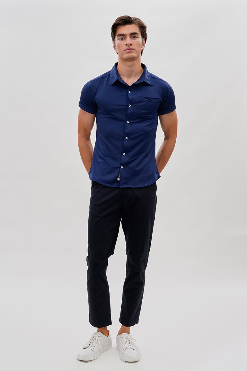 Canada Weather Gear Travel Collection Classic Short Sleeve Casual Shirt - Navy - Mens Casual Shirts - Canada Weather Gear