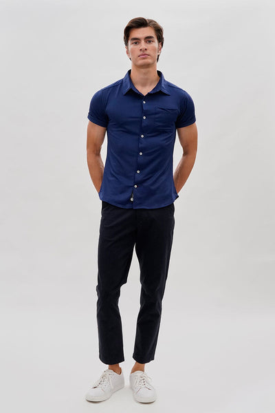 Canada Weather Gear Travel Collection Classic Short Sleeve Casual Shirt - Navy - Mens Casual Shirts - Canada Weather Gear
