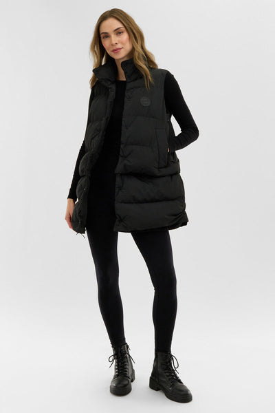 Canada Weather Gear Tiered Zip Off Puffer Vest - Black - Womens Vests - Canada Weather Gear