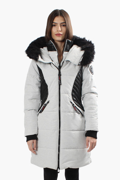 Canada Weather Gear Vegan Leather Insert Parka Jacket - Grey - Womens Parka Jackets - Canada Weather Gear