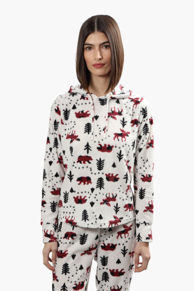 Canada Weather Gear Plush Hooded Pajama Top - White - Womens Pajamas - Canada Weather Gear