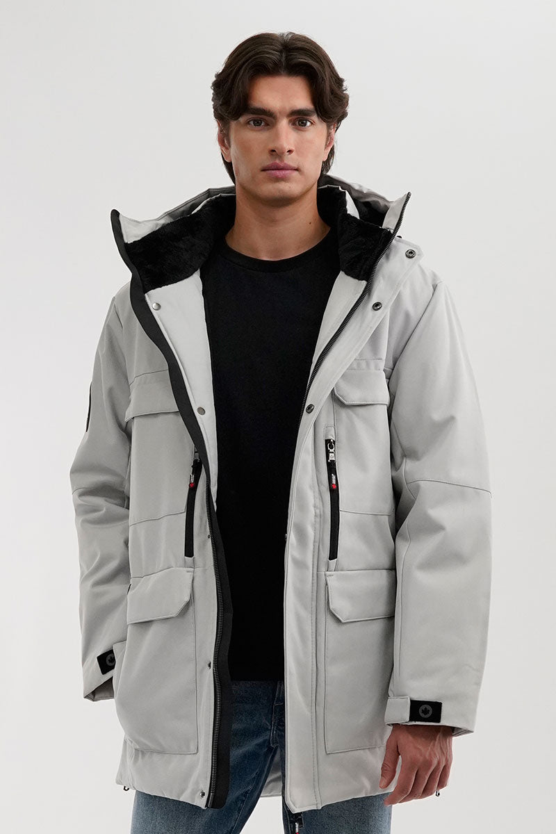 Canada Weather Gear Faux Fur Lined Hood Parka Jacket - Stone