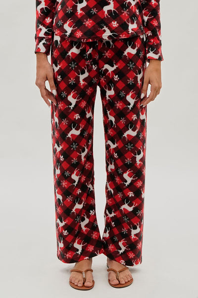 Canada Weather Gear Festive Print Wide Leg Pajama Pants - Red - Womens Pajamas - Fairweather