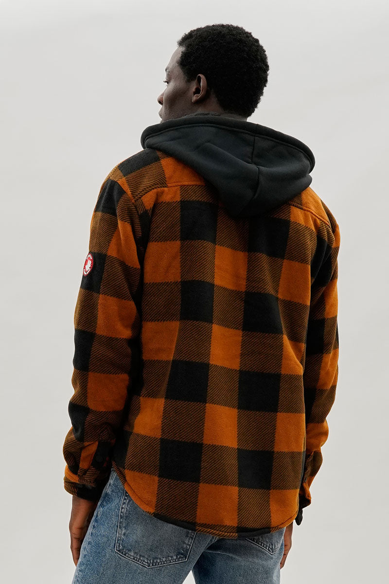 Canada Weather Gear Plaid Sherpa Lined Lightweight Jacket - Orange