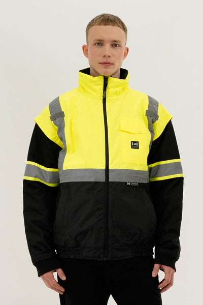 Canada Work Gear Hi-Vis Colour Block Bomber Jacket - Yellow - Mens Bomber Jackets - Canada Weather Gear