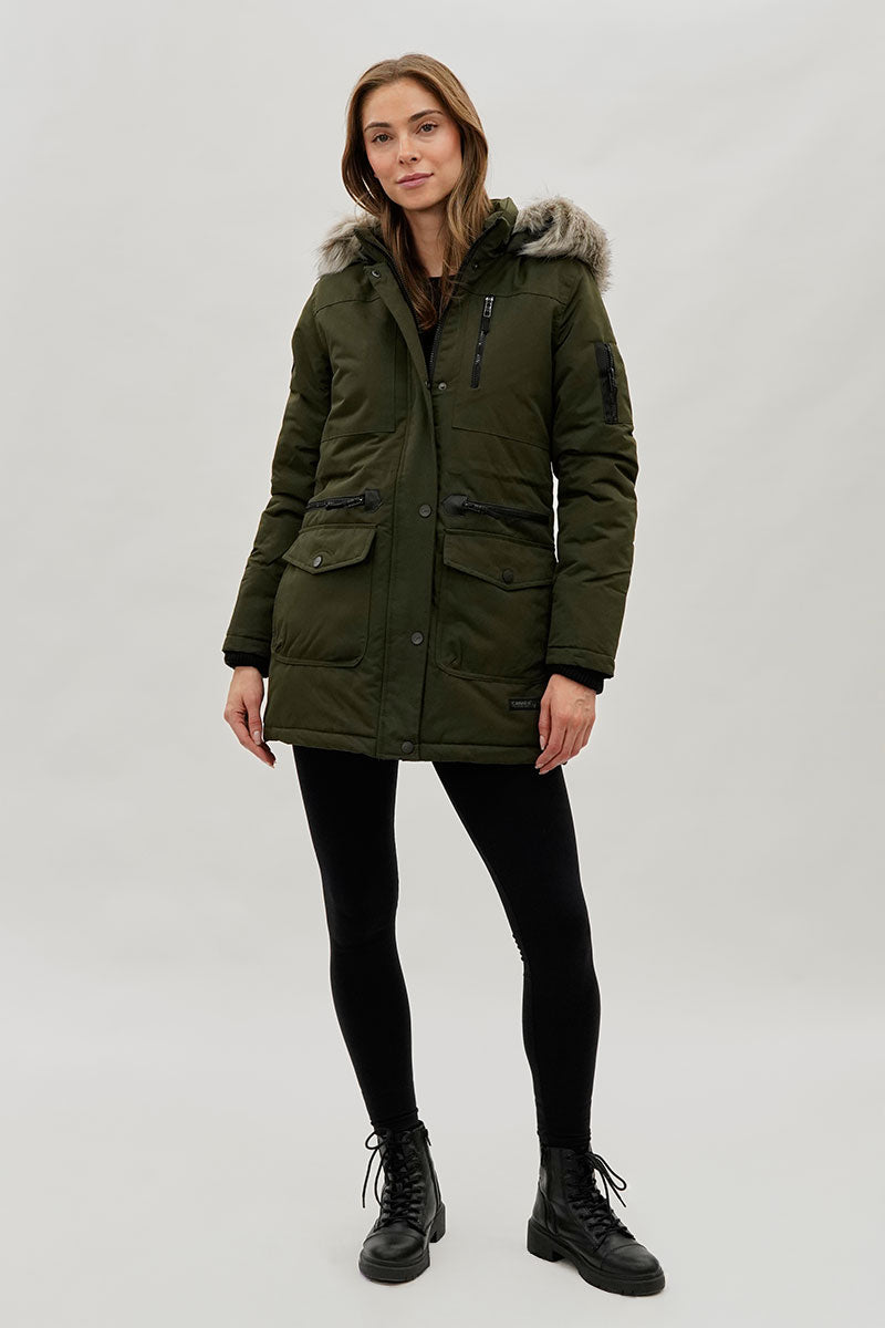 Canada Weather Gear Faux Fur Lined Parka Jacket - Olive