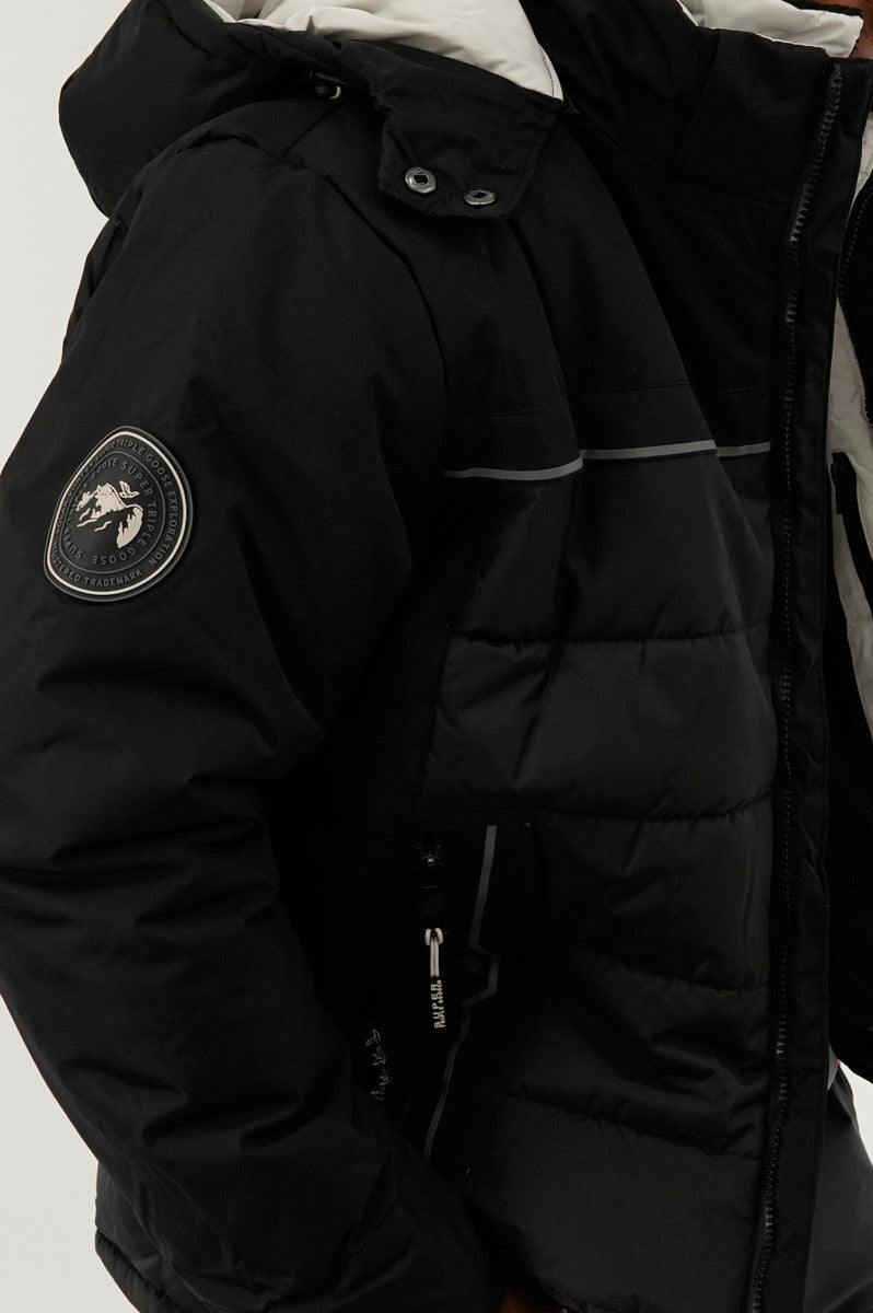Super Triple Goose Contrast Lining Puffer Bomber Jacket - Stone - Mens Bomber Jackets - Canada Weather Gear