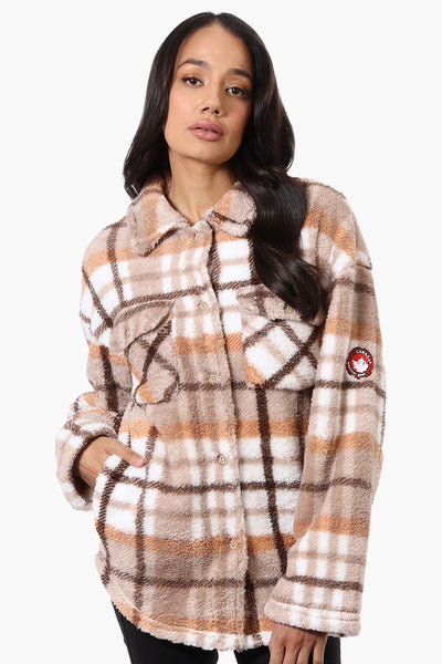 Canada Weather Gear Plush Plaid Lightweight Jacket - Beige - Womens Lightweight Jackets - Canada Weather Gear