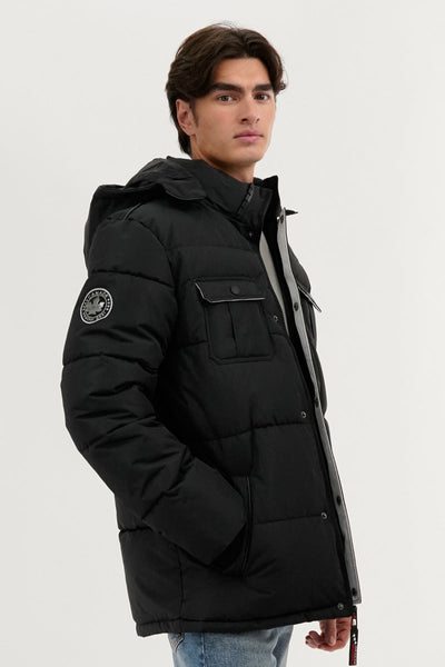 Canada Weather Gear Quilted Puffer Parka Jacket - Black - Mens Parka Jackets - Canada Weather Gear