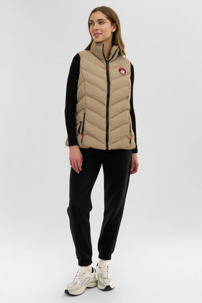 Canada Weather Gear Chevron Bubble Vest - Beige - Womens Vests - Canada Weather Gear