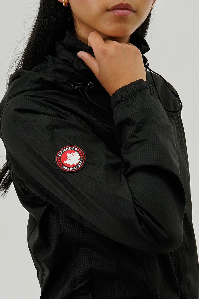 Canada Weather Gear Long Hooded Lightweight Jacket - Black - Womens Moto Jackets - Canada Weather Gear