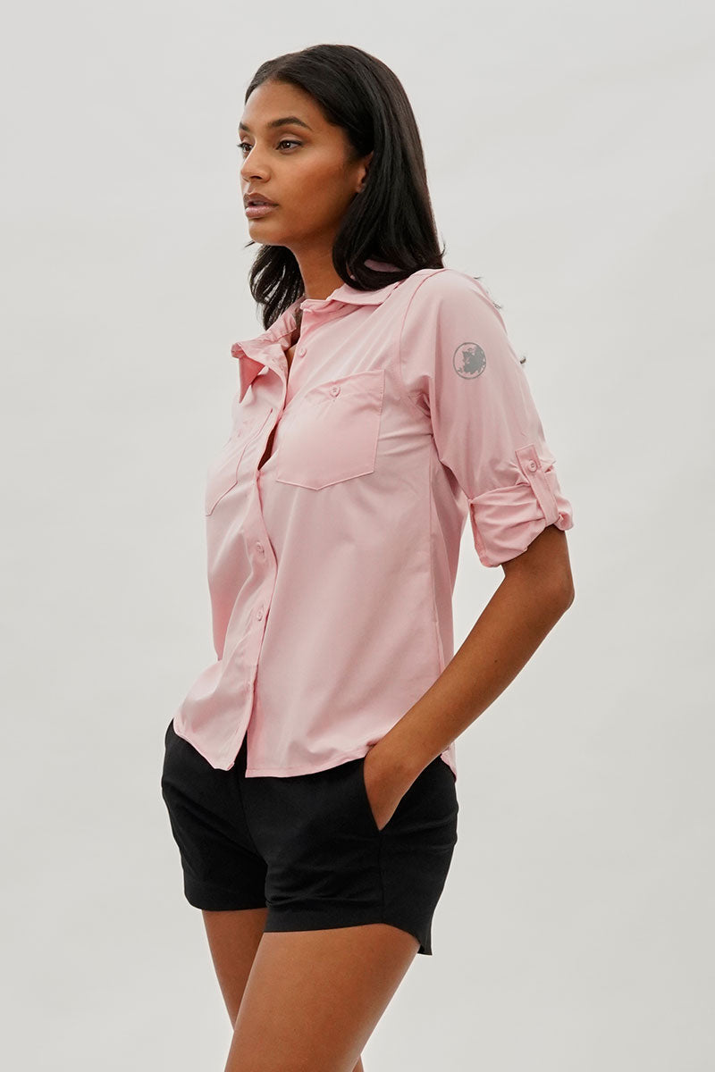 Canada Weather Gear Button Up Utility Shirt - Pink - Womens Shirts & Blouses - Canada Weather Gear