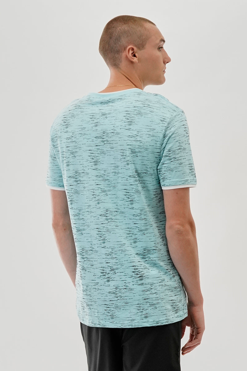 Canada Weather Gear Vintage Patterned Crewneck Tee - Aqua - Mens Tees & Tank Tops - Canada Weather Gear