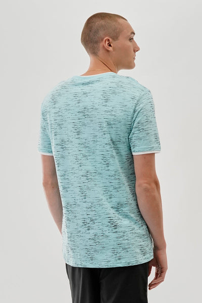 Canada Weather Gear Vintage Patterned Crewneck Tee - Aqua - Mens Tees & Tank Tops - Canada Weather Gear