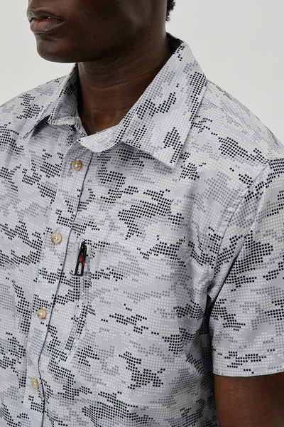 Canada Weather Gear Digi Camo Print Button Up Casual Shirt - Grey - Mens Casual Shirts - International Clothiers