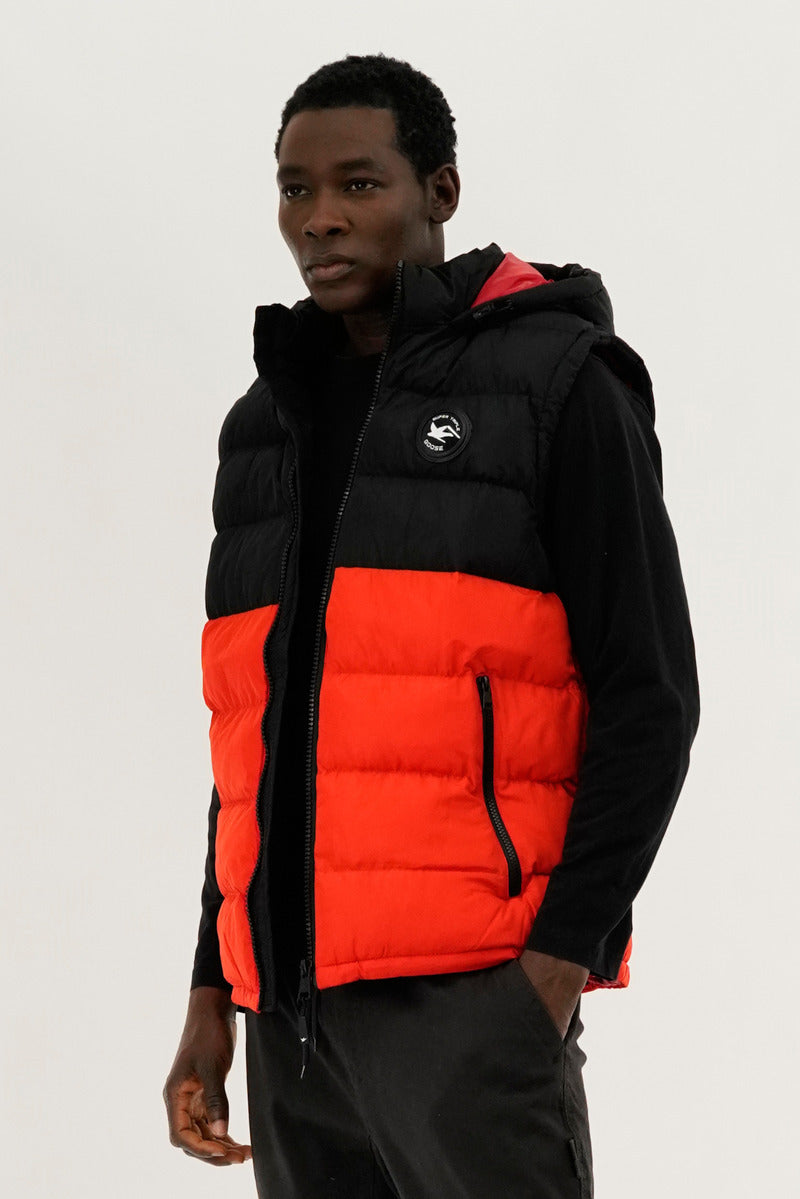 Super Triple Goose Colour Block Hooded Vest - Orange - Mens Vests - Canada Weather Gear