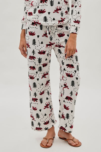 Canada Weather Gear Winter Print Wide Leg Pajama Pants - White - Womens Pajamas - Fairweather