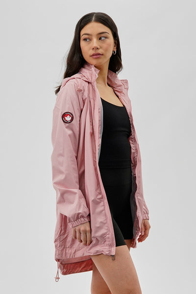Canada Weather Gear Long Hooded Lightweight Jacket - Pink - Womens Lightweight Jackets - Canada Weather Gear