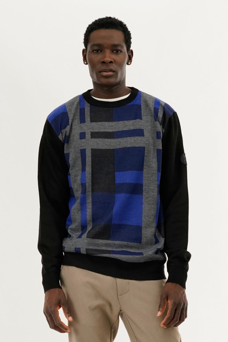 Canada Weather Gear Patterned Crewneck Pullover Sweater - Blue - Mens Pullover Sweaters - Canada Weather Gear