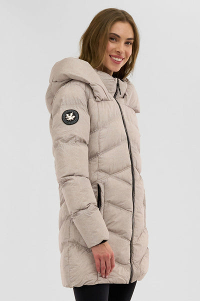 Canada Weather Gear Chevron Quilted Parka Jacket - Cream - Womens Parka Jackets - Canada Weather Gear