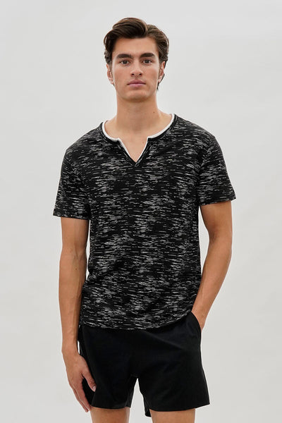 Canada Weather Gear Vintage Short Sleeve Henley Tee - Black - Mens Tees & Tank Tops - Canada Weather Gear
