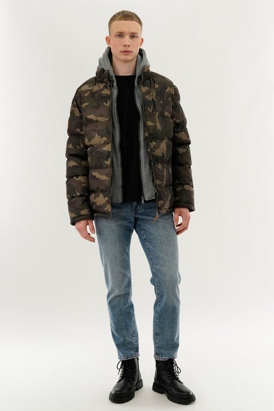 Canada Weather Gear Camo Print Quilted Bomber Jacket - Olive - Mens Bomber Jackets - Canada Weather Gear