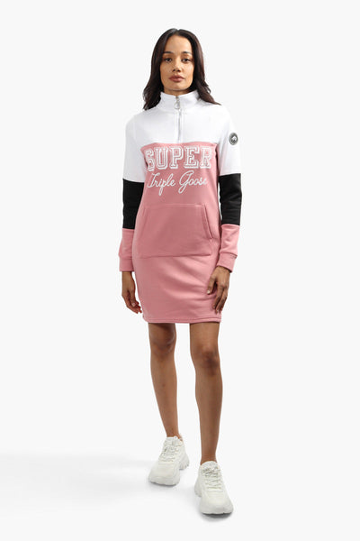 Super Triple Goose Half Zip Tunic Sweatshirt - Pink - Womens Hoodies & Sweatshirts - Canada Weather Gear