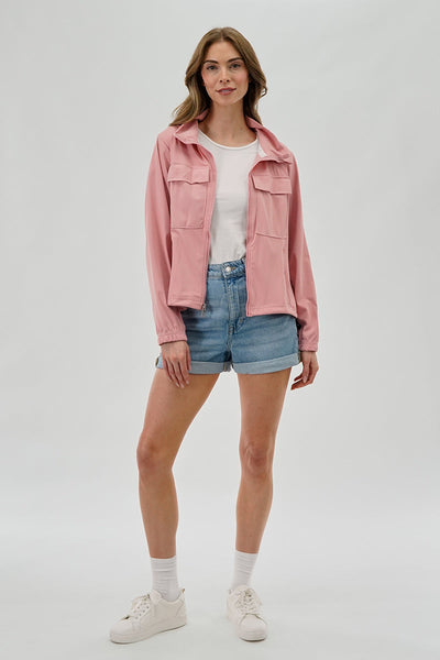 Canada Weather Gear Hooded Utility Lightweight Jacket - Pink - Womens Lightweight Jackets - Canada Weather Gear