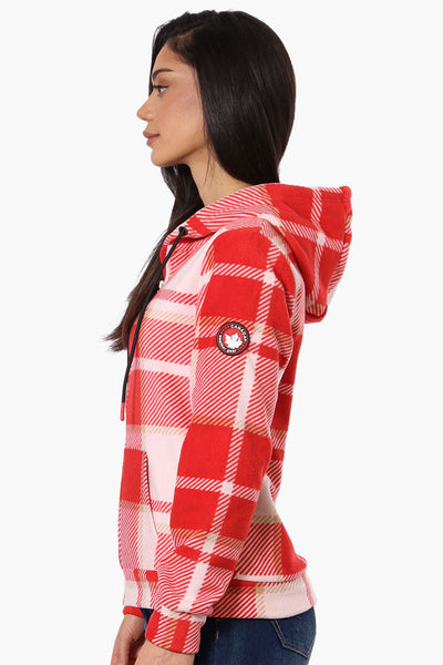 Canada Weather Gear Plaid Fleece Hoodie - Red - Womens Hoodies & Sweatshirts - Canada Weather Gear