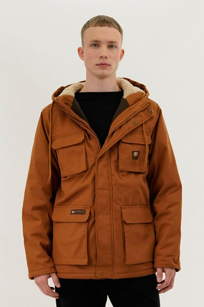 Canada Work Gear Canvas Sherpa Lined Parka Jacket - Brown - Mens Parka Jackets - Canada Weather Gear