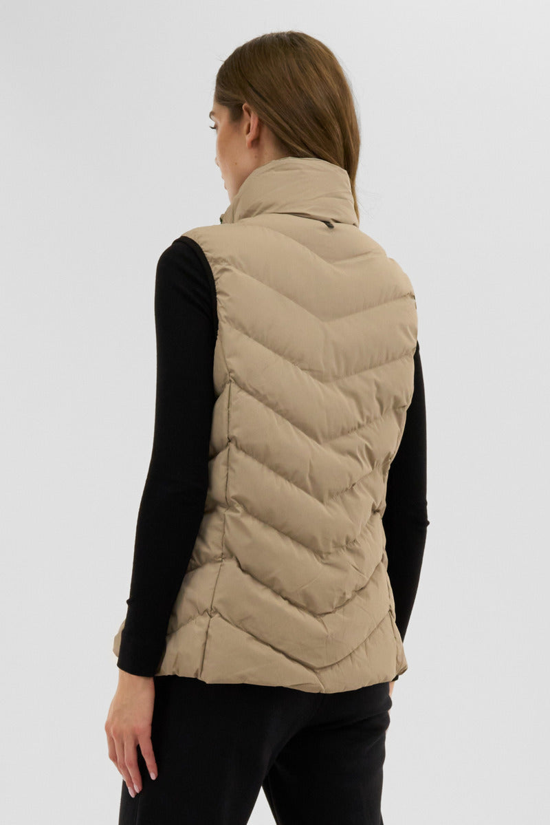 Canada Weather Gear Chevron Bubble Vest - Beige - Womens Vests - Canada Weather Gear