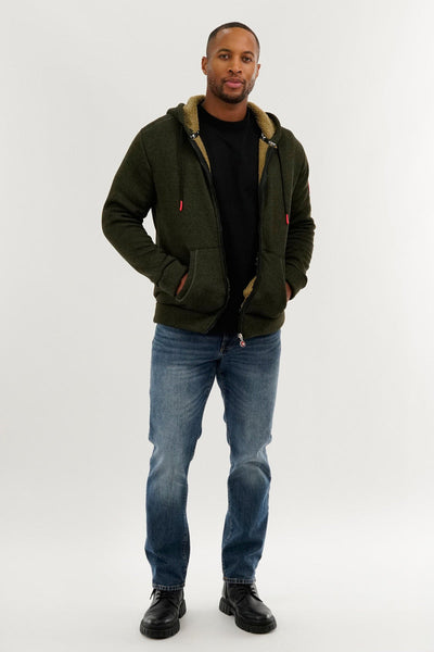 Canada Weather Gear Sherpa Lined Lightweight Jacket - Olive - Mens Lightweight Jackets - Canada Weather Gear