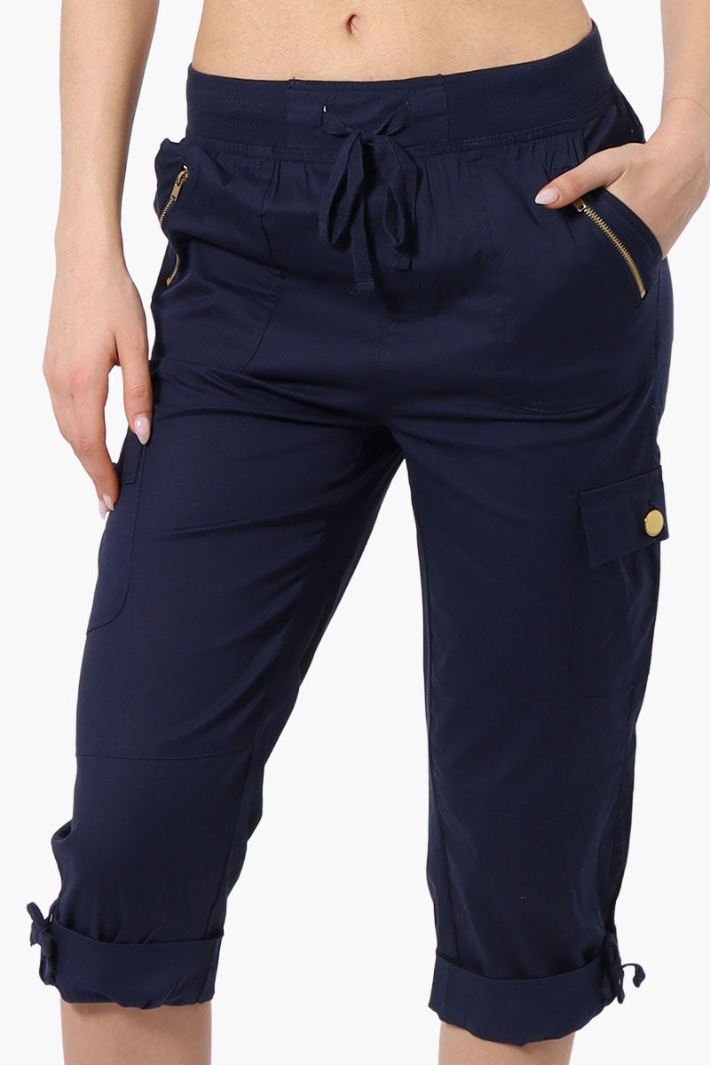 Canada Weather Gear Tie Waist Cargo Capris - Navy - Womens Shorts & Capris - Canada Weather Gear