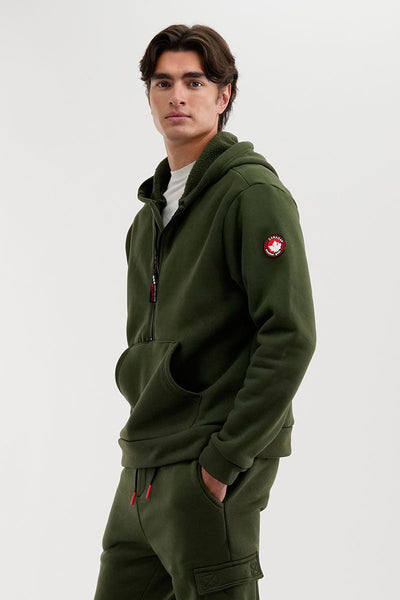 Canada Weather Gear Fleece Half Zip Hoodie - Olive