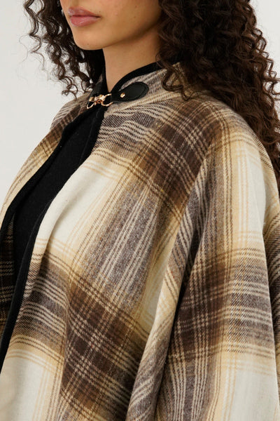 Canada Weather Gear Plaid Tartan Poncho - Beige - Womens Ponchos - Canada Weather Gear