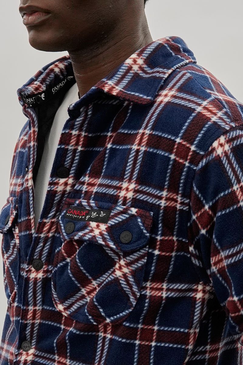 Canada Weather Gear Plaid Hooded Lightweight Jacket - Navy - Mens Lightweight Jackets - International Clothiers