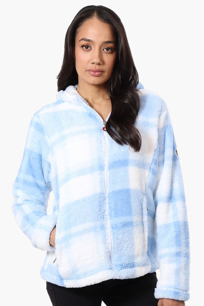 Canada Weather Gear Plush Plaid Hooded Lightweight Jacket - Blue - Womens Lightweight Jackets - Canada Weather Gear