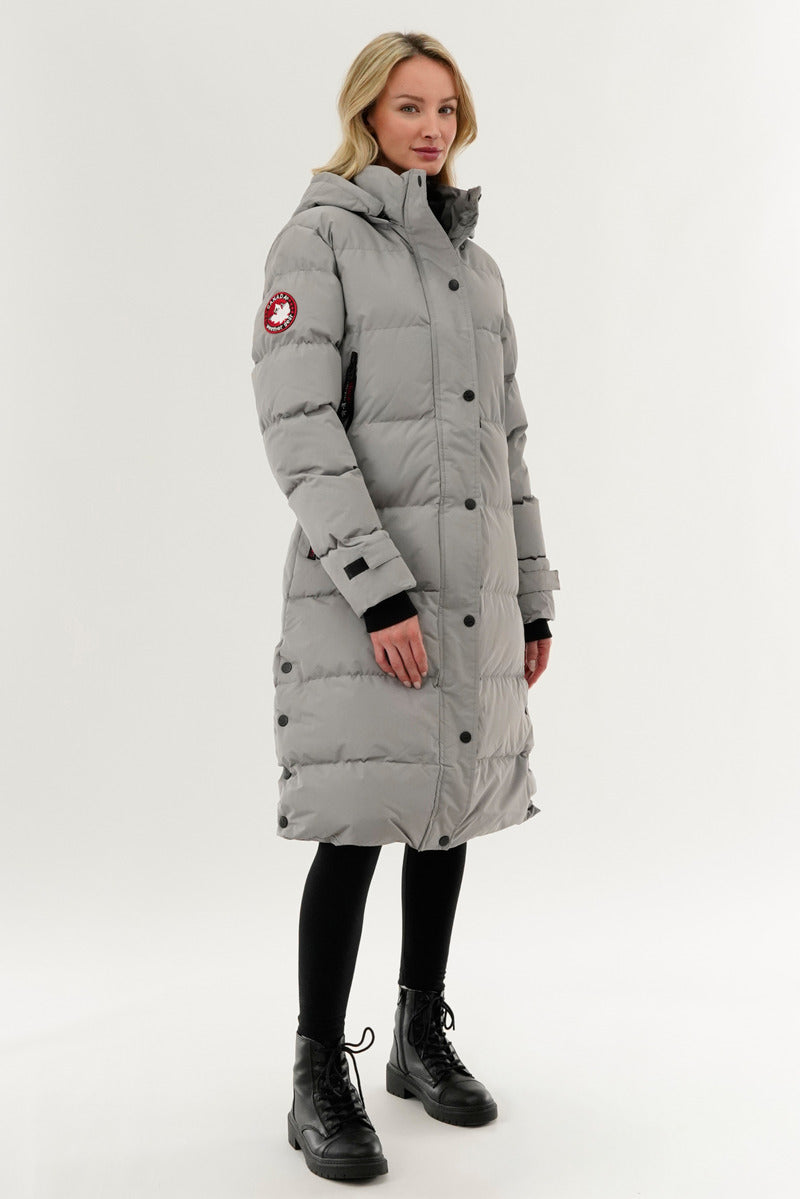 Canada Weather Gear Quilted Maxi Parka Jacket - Grey - Womens Parka Jackets - Canada Weather Gear