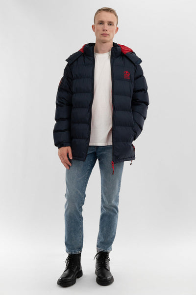 Super Triple Goose Zip Off Sleeve Bomber Jacket - Navy