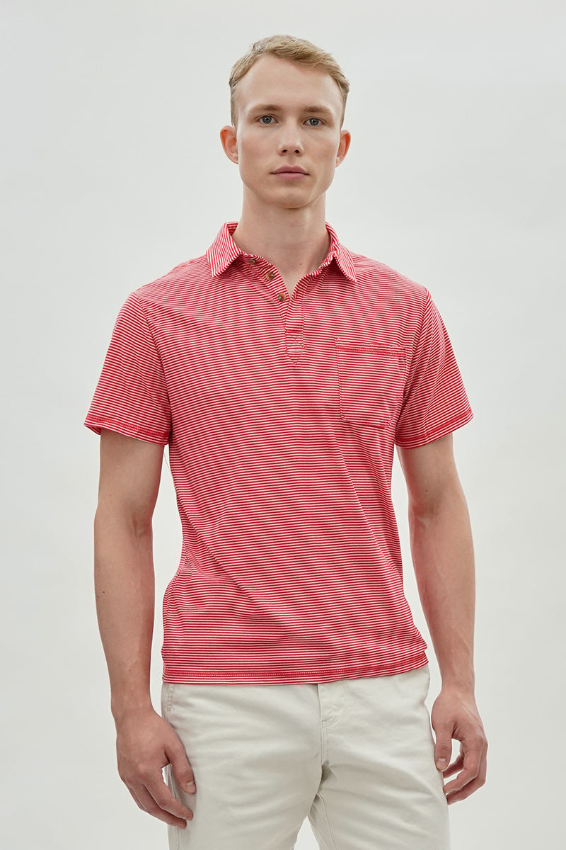 Canada Weather Gear Striped Polo Shirt - Red