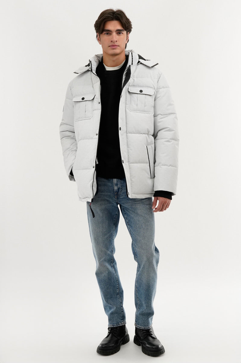 Canada Weather Gear Quilted Puffer Parka Jacket - White - Mens Parka Jackets - Canada Weather Gear