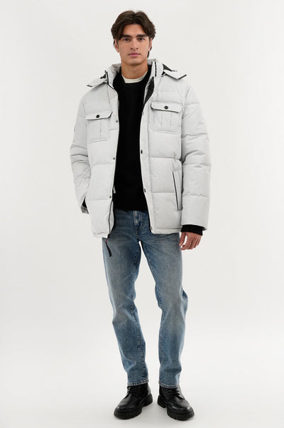 Canada Weather Gear Quilted Puffer Parka Jacket - White - Mens Parka Jackets - Canada Weather Gear