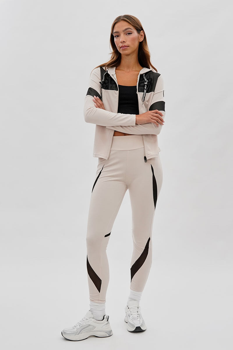 Super Triple Goose High Waisted Leggings - Beige - Womens Leggings - Canada Weather Gear